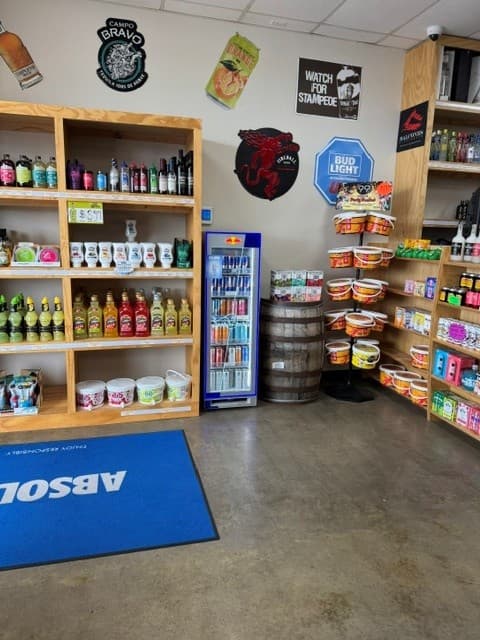 Spirits corner with snacks and mixers